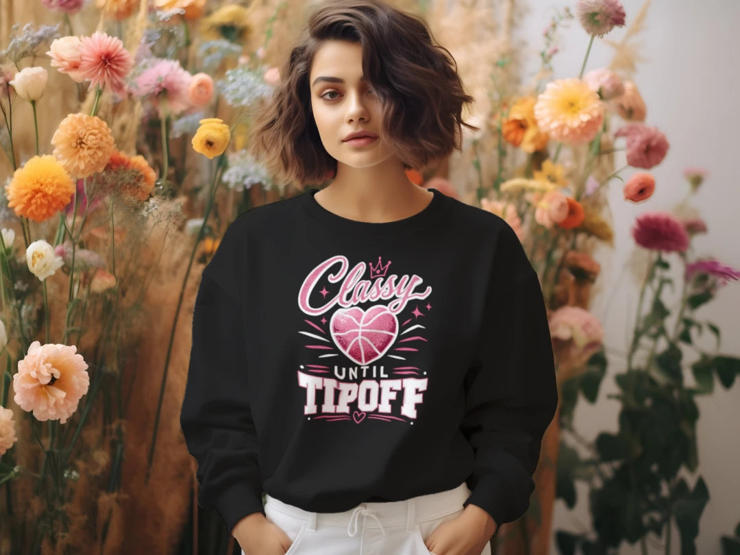 CLASSY UNTIL TIPOFF - WOMEN'S CROPPED CREW SWEATER